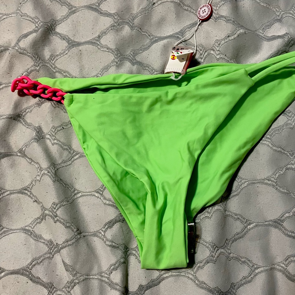 BRAND NEW WITH TAGS! Neon green and pink bikini bottoms. Size M never worn